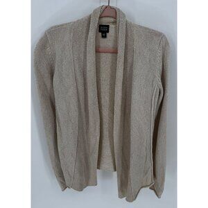 Eileen Fisher Open Front Beige Cardigan Sweater Size S Organic Silk Blend